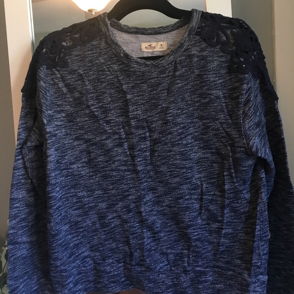 pullover hollister sweater with lace shoulders